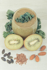 Healthy smoothie from fruits, vegetables and other ingredients as source vitamins and minerals