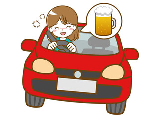 飲酒運転する女性
