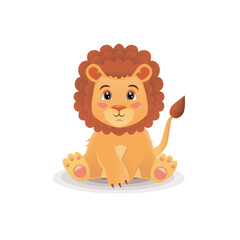 Lion cute vector illustration.