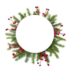 Christmas frame of tree branches