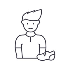 Running man icon, linear isolated illustration, thin line vector, web design sign, outline concept symbol with editable stroke on white background.