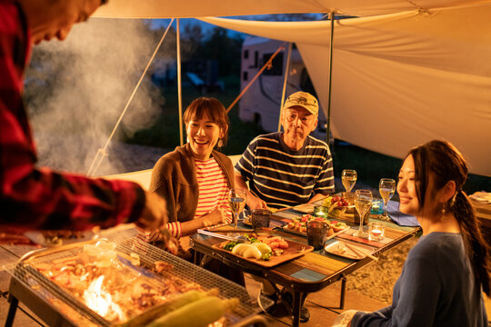 Dinner while Glamping