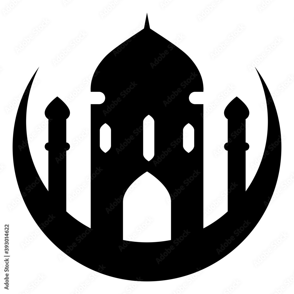 Canvas Prints Mosque Glyph Vector  