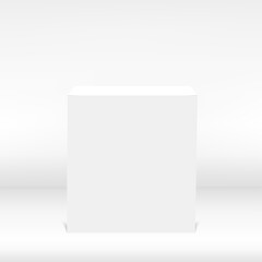 Realistic white cube with soft shadow. Vector.