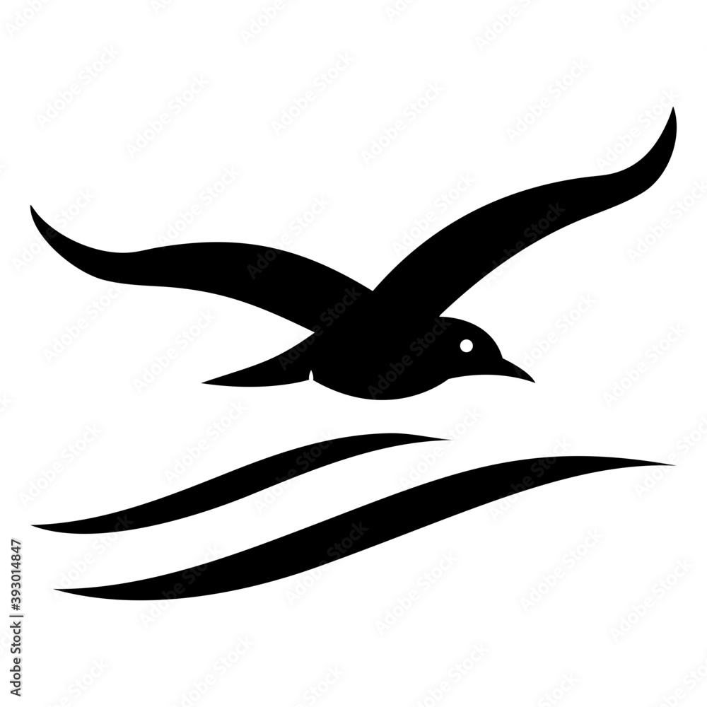 Poster flying seagull vector