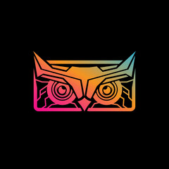 modern tech rainbow colored owl vector icon