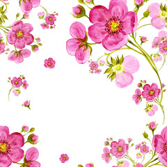  Seamless pattern watercolor gentle spring flowers with buds