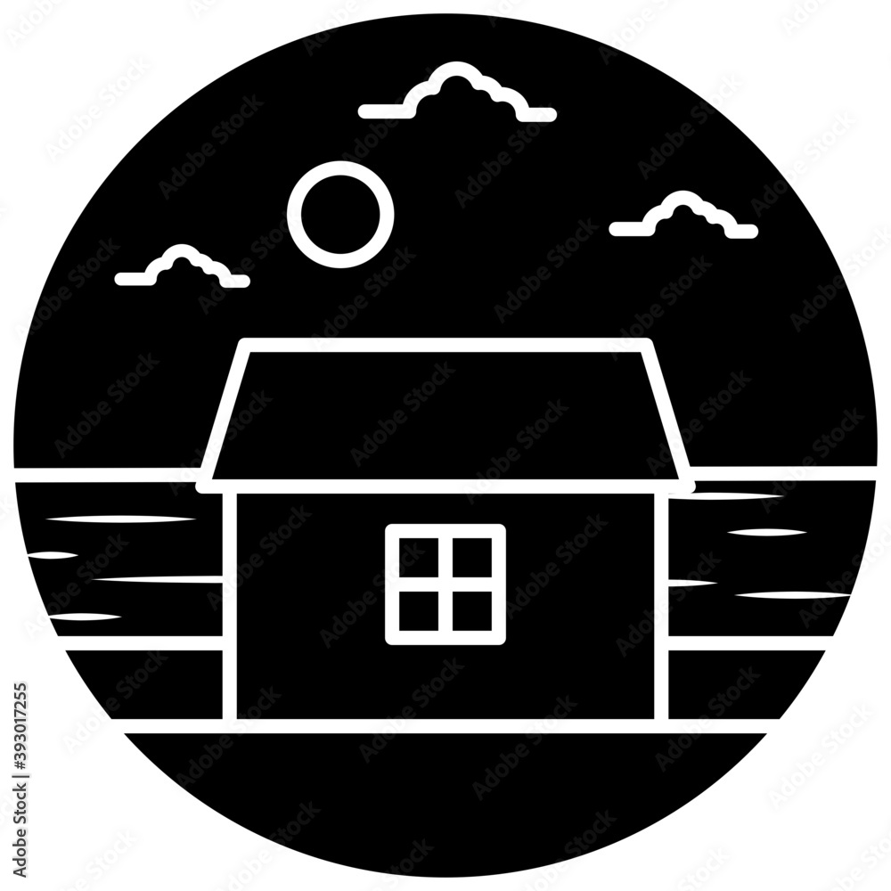 Sticker beach house vector