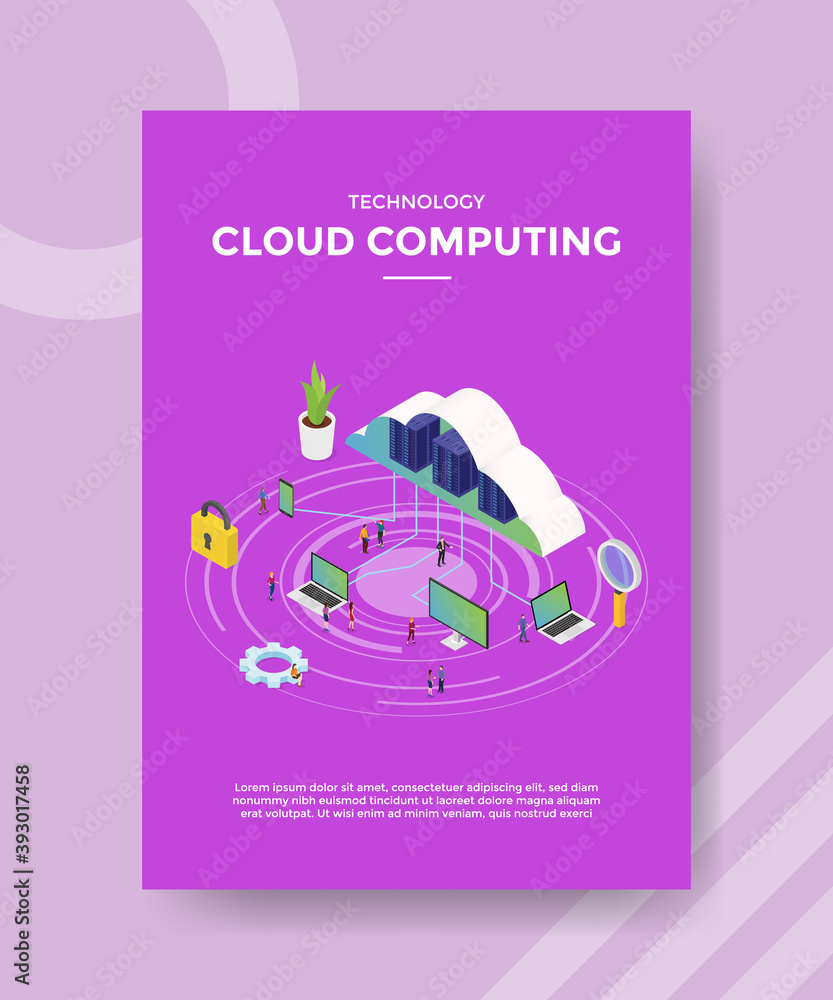 Aufkleber cloud computing connection computer laptop smartphone for template of banner and flyer for printing 