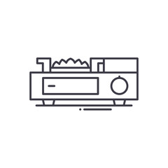 Kitchen compact gas stove icon, linear isolated illustration, thin line vector, web design sign, outline concept symbol with editable stroke on white background.