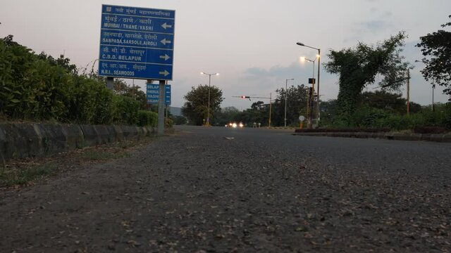 palm beach road highway in seawoods navi Mumbai India with road sign shot 1