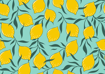 Lemon seamless pattern, picture art and fashion abstract background.