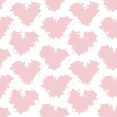 Pink Heart shaped brush stroke seamless pattern background