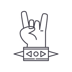 Obraz premium Rock hand icon, linear isolated illustration, thin line vector, web design sign, outline concept symbol with editable stroke on white background.