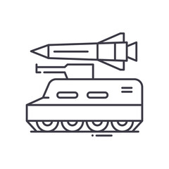 Rocket tank icon, linear isolated illustration, thin line vector, web design sign, outline concept symbol with editable stroke on white background.