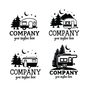 set of icons for design, line art desert scenery, camping with mountain views, outdoor adventure trip line style