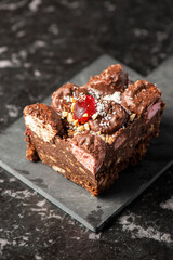 Delicious Rocky Road Slice, food background.