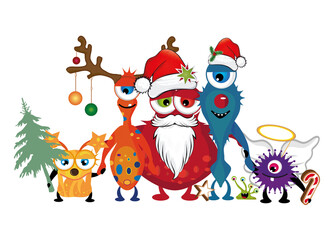 Eine weihnachtliche bunte Monster Familie