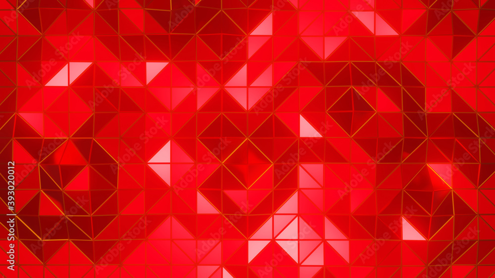 Poster 3d rendering triangle geometric shape red color abstract background