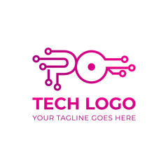 PO Circle Tech Logo Template Design.