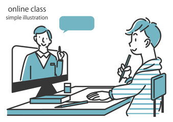 シンプルでお洒落な手描きの線画イラスト 料理をする男性 黄色 グレー ２色 Wall Mural Atelier Fmika