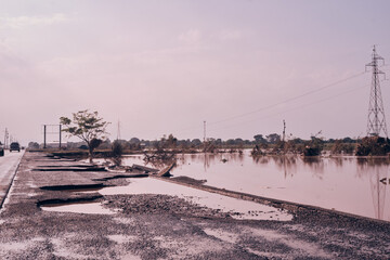 Highway destroyed by hurricane eta in honduras