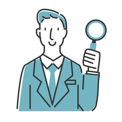 親切に案内をするビジネスマンのイラスト　シンプルでお洒落な線画