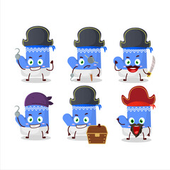 Cartoon character of new blue gloves with various pirates emoticons