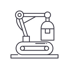 Robot automation image icon, linear isolated illustration, thin line vector, web design sign, outline concept symbol with editable stroke on white background.