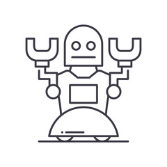 Robot service icon, linear isolated illustration, thin line vector, web design sign, outline concept symbol with editable stroke on white background.