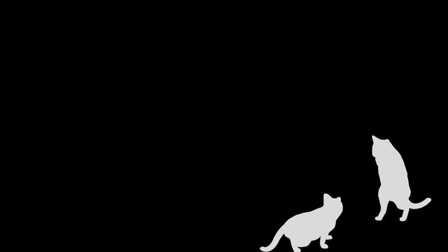 Cat silhouette bipedal walk loop pattern E