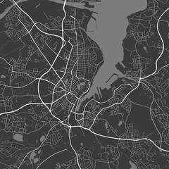 Urban city map of Kiel. Vector poster. Grayscale street map.
