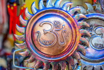 Om statue with boke background