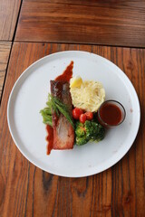 Grilled salmon with fresh vegetable salad