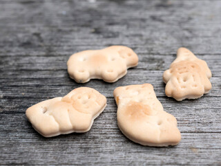 楽しそうに並んだかわいい動物ビスケット