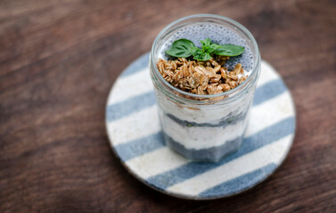 homemade healthy rustic yoghurt and granola breakfast snack cup