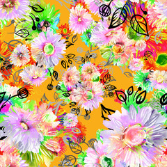 Fototapeta na wymiar seamless pattern of beautiful flowers