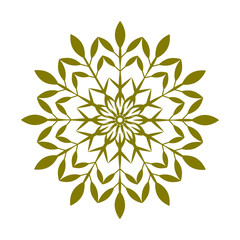 Decorative Christmas snowflake shape, round lace pattern, vector template.