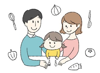 栄養が気になる親子のイラスト