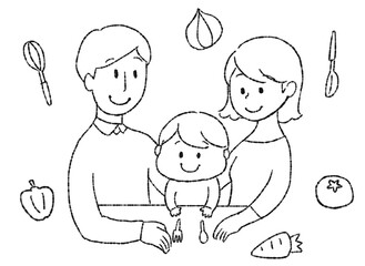 栄養がきになる親子のイラスト