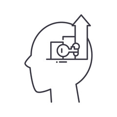 Key success mind icon, linear isolated illustration, thin line vector, web design sign, outline concept symbol with editable stroke on white background.