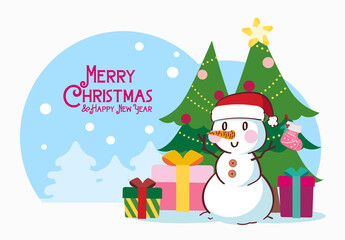 Merry Christmas Santa Claus Gift Box Drawing Cartoon Illustration Vector