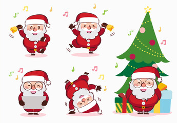 Obraz na płótnie Canvas Merry Christmas Santa Claus Gift Box Drawing Cartoon Illustration Vector