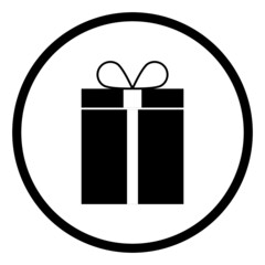 Gift box icon. Black line on white background