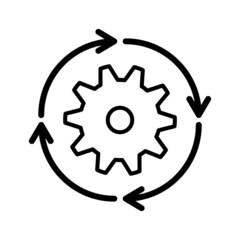 Workflow icon in flat style. Gear effective vector illustration on white isolated background. Process organization business concept