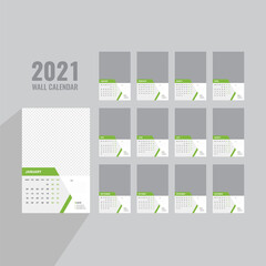 Wall Calendar 2021 Template, Calendar 2021