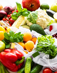 A variety of organic fruits and vegetables