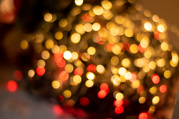 Abstract circular defocused bokeh. Christmas and new year background of light.