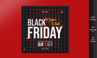 Black Friday Super Sale Flyer Layout with Black background Elements