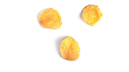 Potato chips on a white background. High quality photo